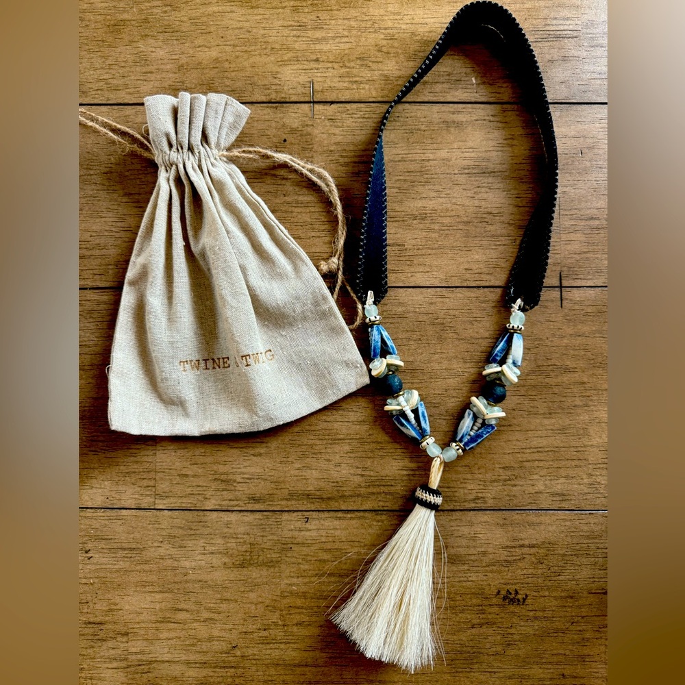 Twine & Twig |Horse Hair Tassel Necklace Navy